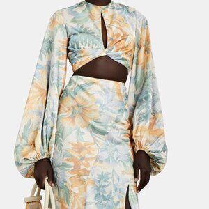 Mimi Floral Duchesse Satin Midi Skirt and Crop Top